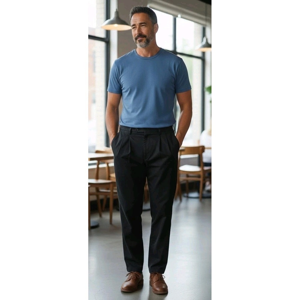 Wrangler Riata Mens Pleated Front Straight Leg Cotton Pants Black 35x34 95WB‎